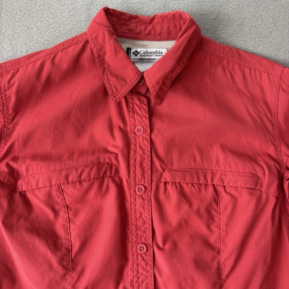 Columbia Omni Dry GRT Women's S Red Long Sleeve Button Down Shirt Outdoor Hiking - Picture 2 of 16